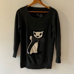 Cat Sweater, brand unknown, abstract, quirky, cute, unique eclectic, 3/4 sleeves